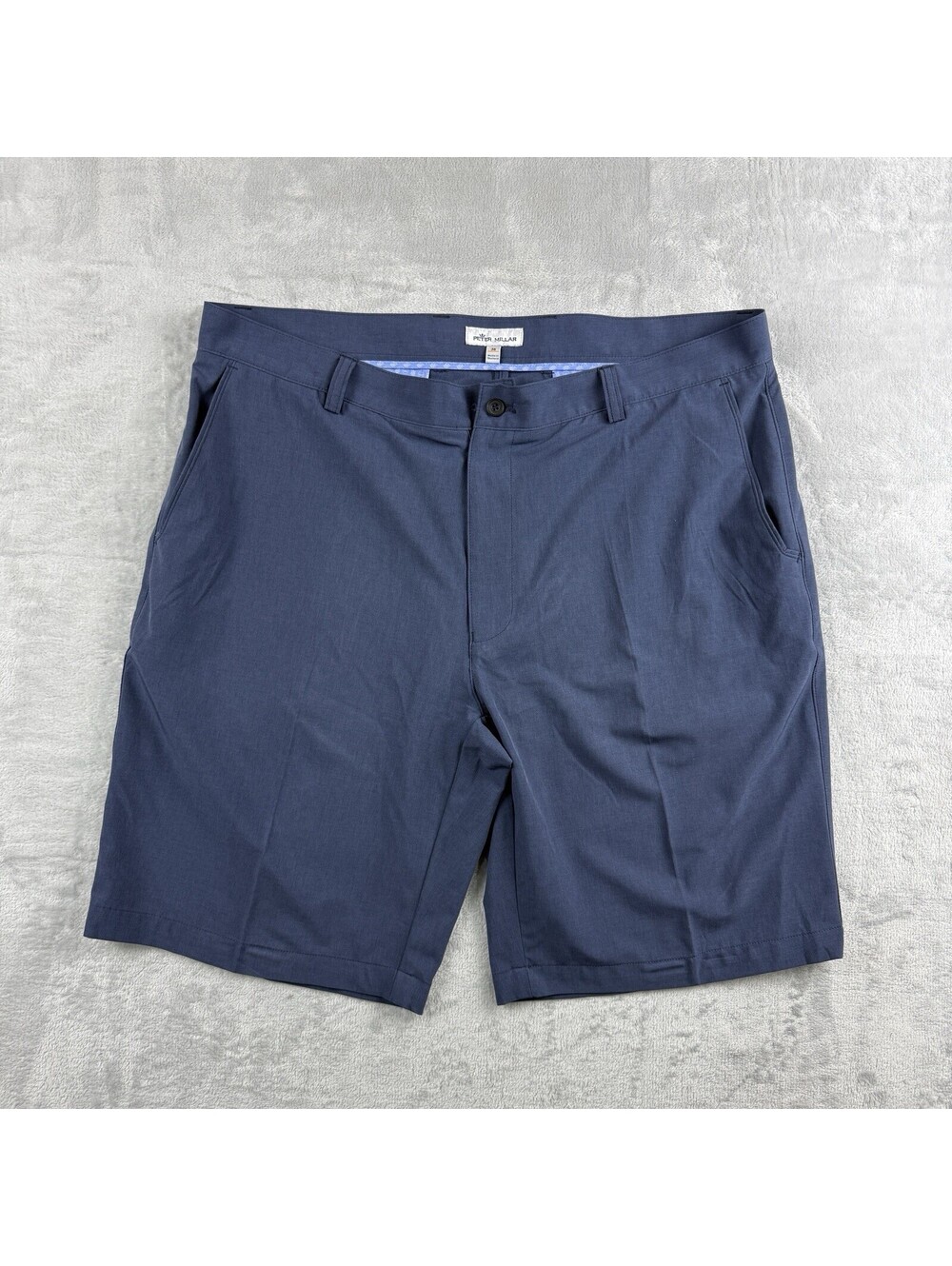 Peter Millar Mens 38 Blue Performance Golf Shorts Stretch Lightweight Flat Front